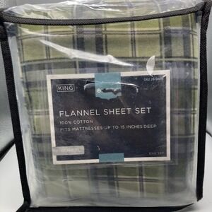 New Olohome Green King Sized Flannel Sheet Set 100% Cotton